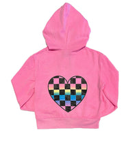 Checkered Heart Zip Hoodie