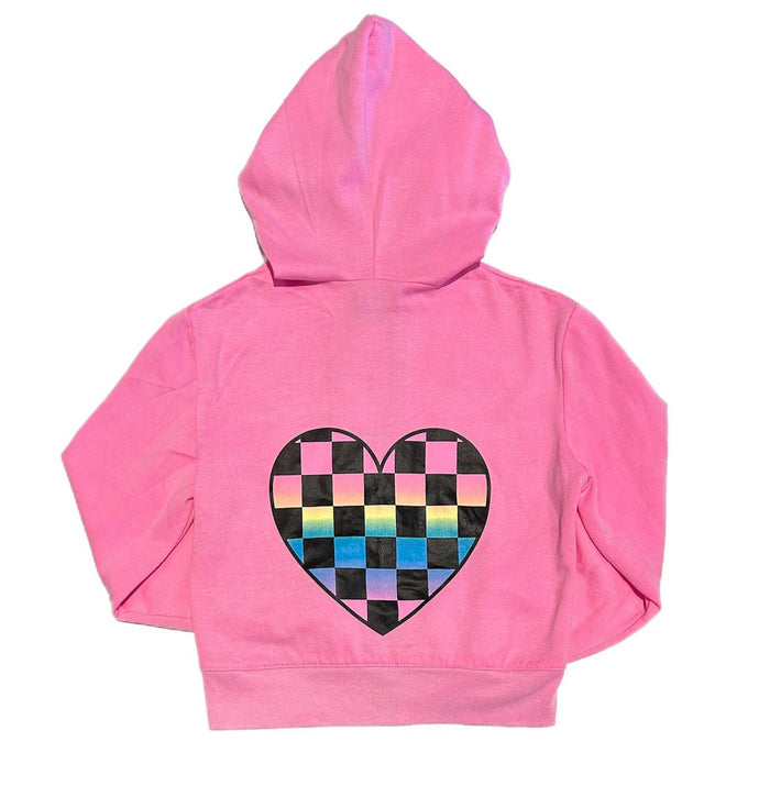 Checkered Heart Zip Hoodie