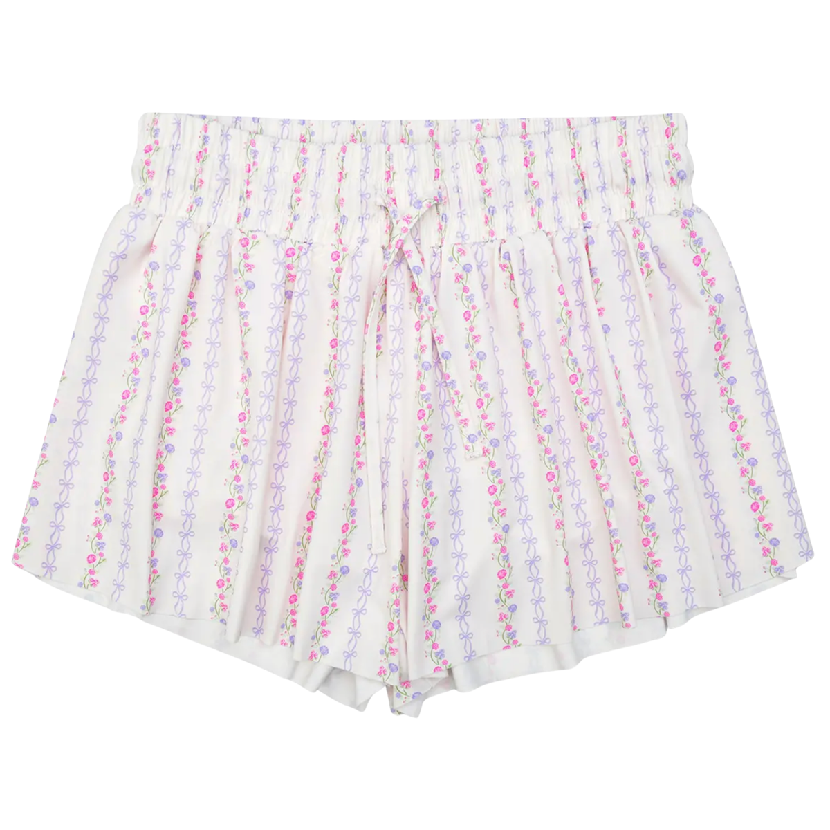 White Floral Butterfly Shorts
