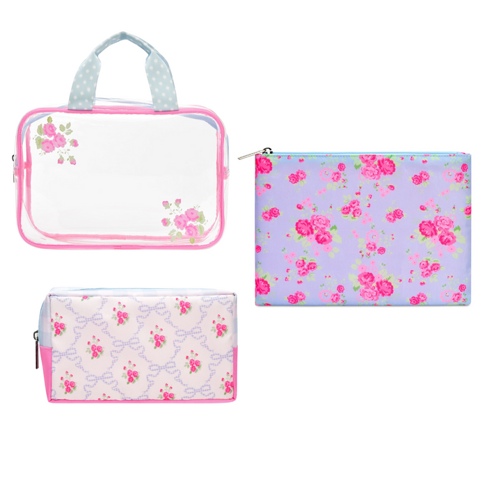 Floral Cosmetic Bag Trio