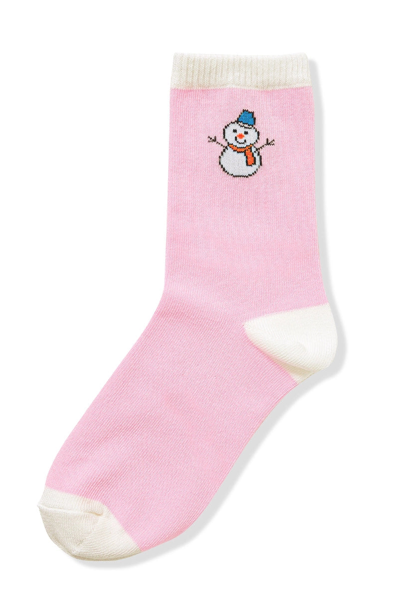 Pink Snowman Socks