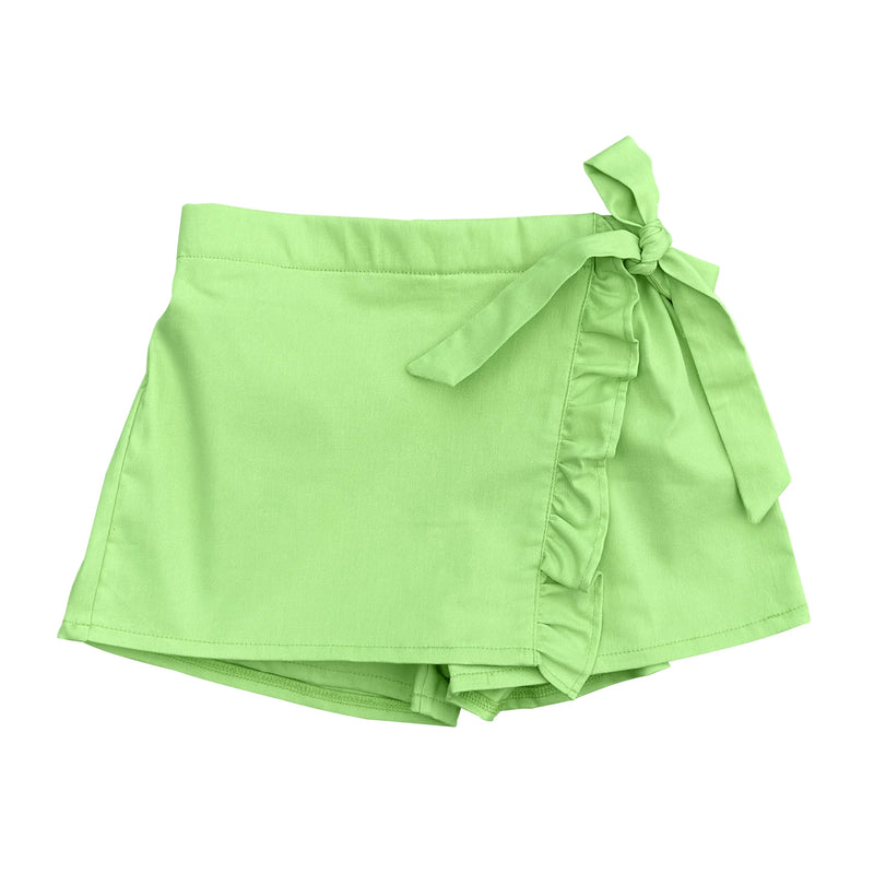 Green Denim Tie Skort