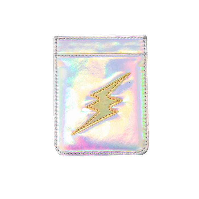 Iridescent Silver & Gold Lightning Bolt Phone Wallet