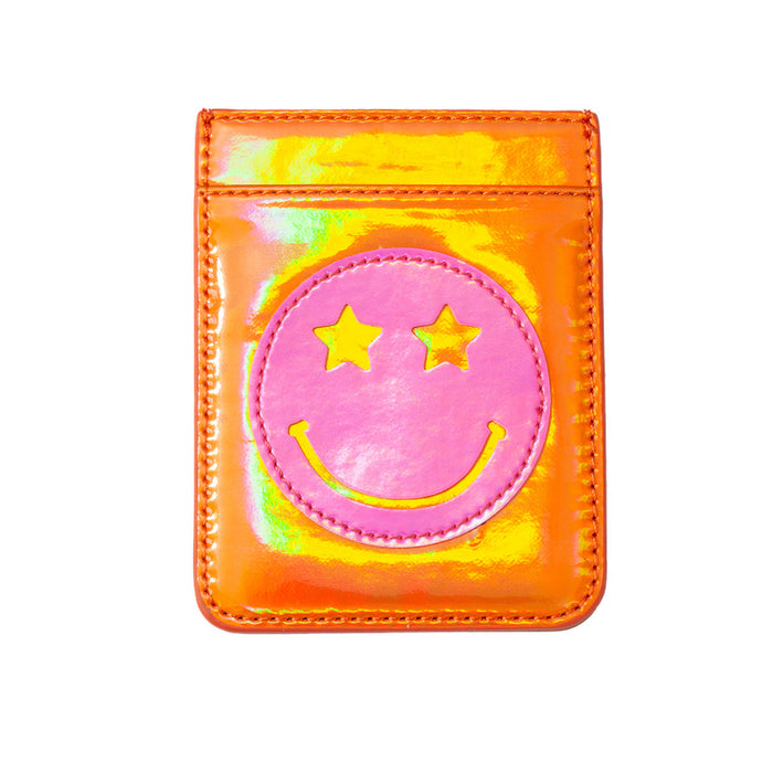 Iridescent Orange & Pink Smiley Phone Wallet