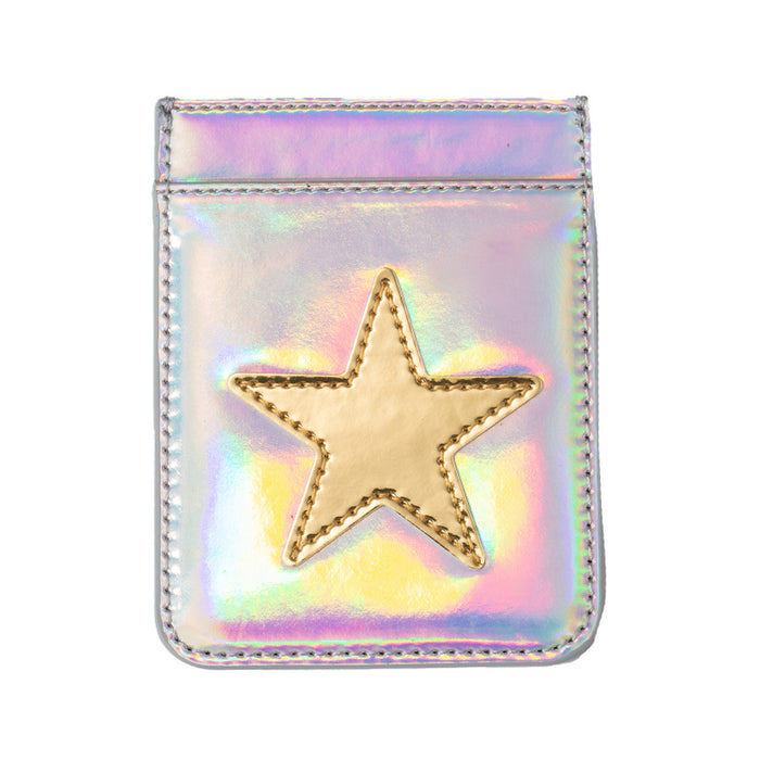 Iridescent Silver & Gold Star Phone Wallet