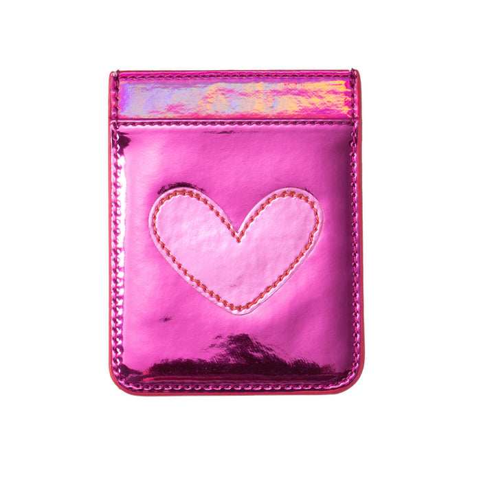 Iridescent Pink Heart Phone Wallet