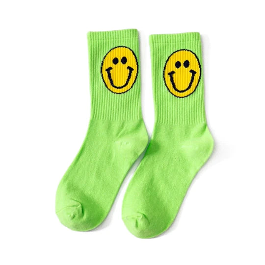 Lime Green Smiley Socks