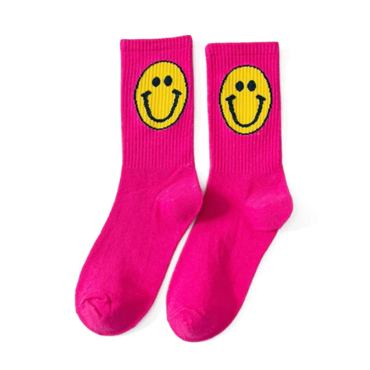 Hot Pink Smiley Socks