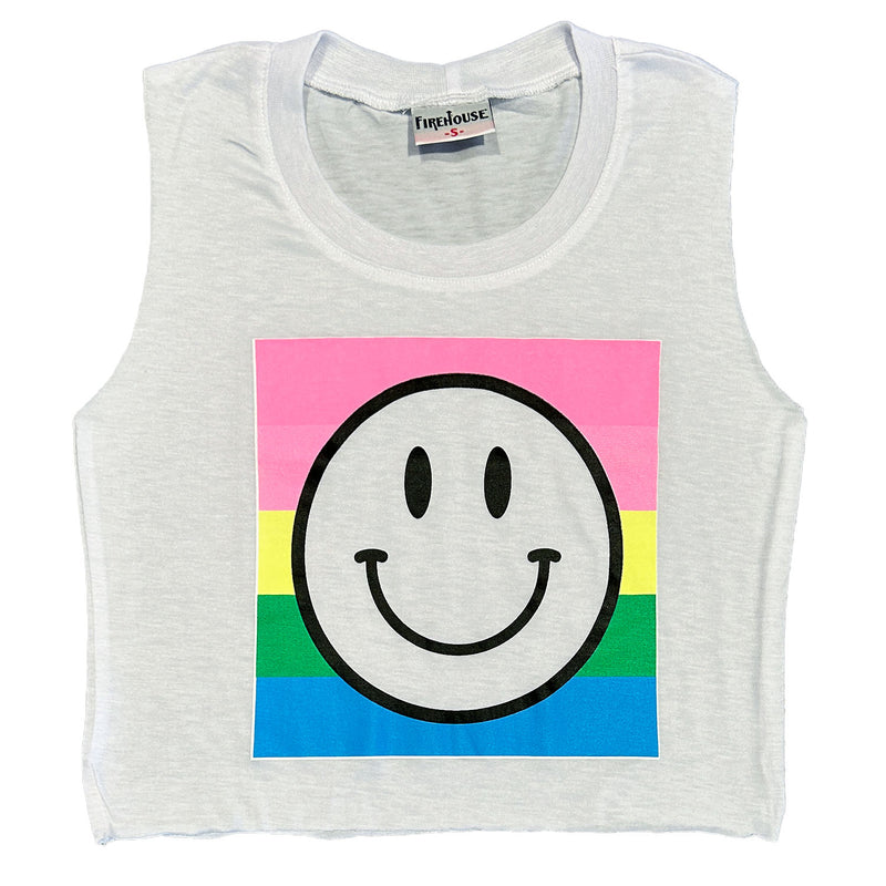 White Cropped Smiley Tank