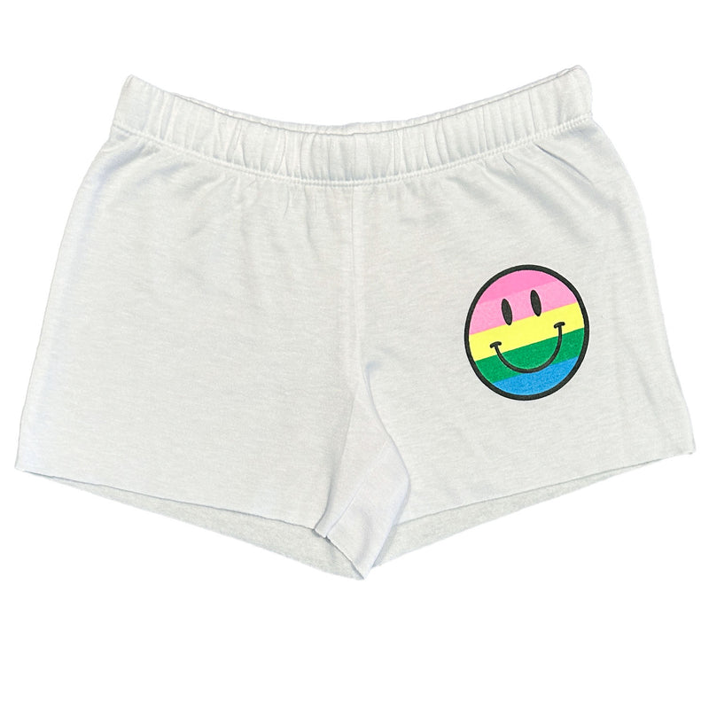 White Neon Smiley Shorts