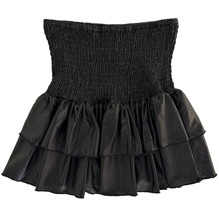 Black Leather Ruffle Skirt