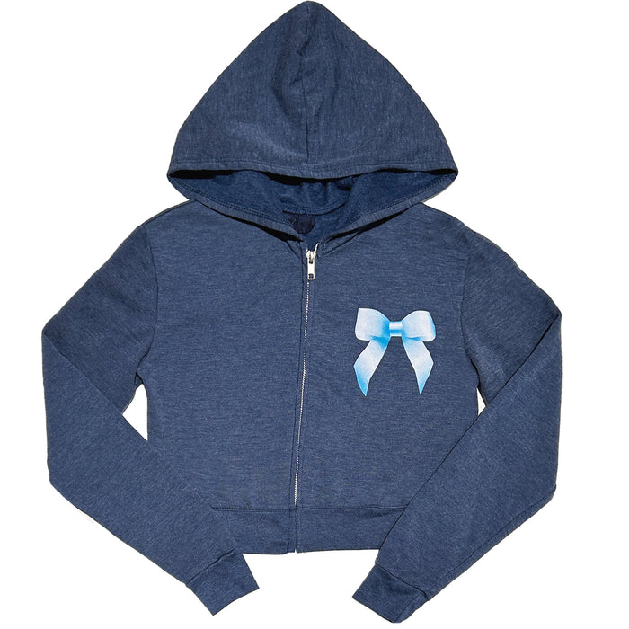 Navy Bow Zip Hoodie