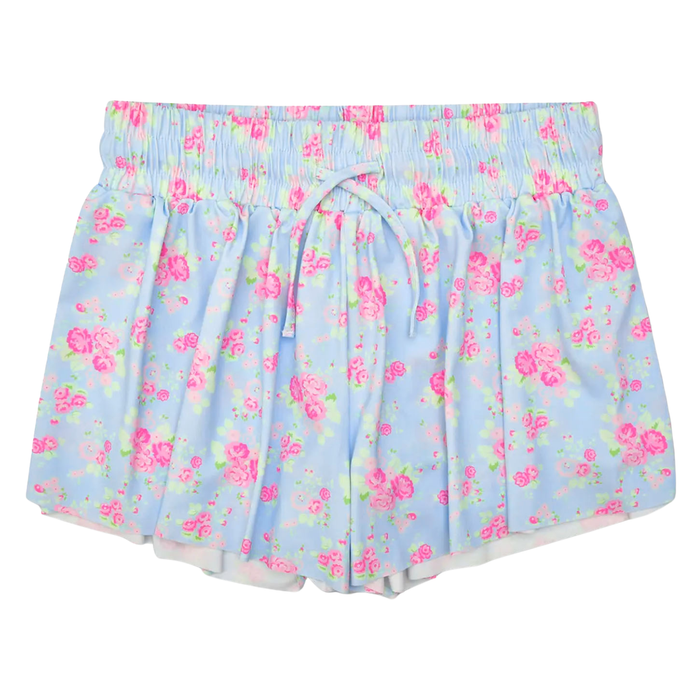 Blue Floral Butterfly Shorts