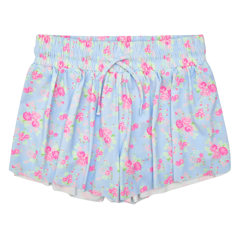 Blue Floral Butterfly Shorts