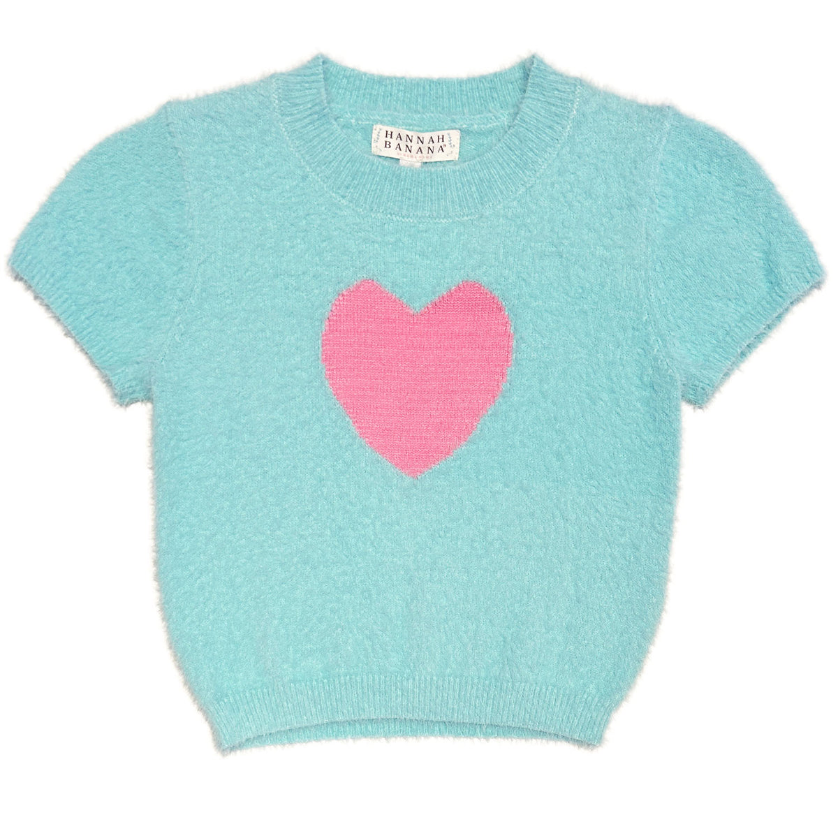 Blue Fuzzy Heart Sweater