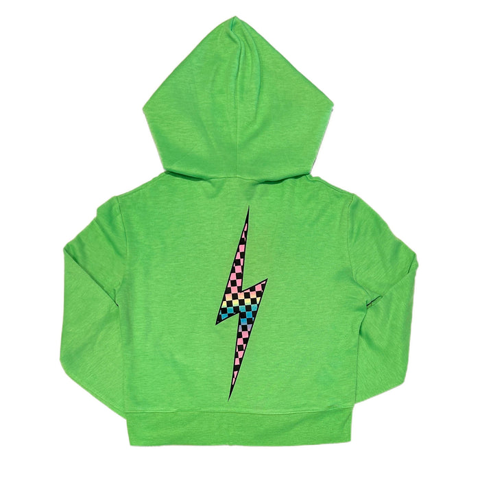 Green Checkered Bolt Zip Hoodie