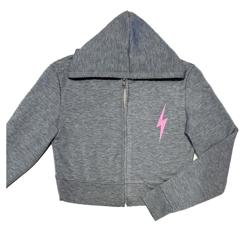 Grey Bolt Zip Hoodie