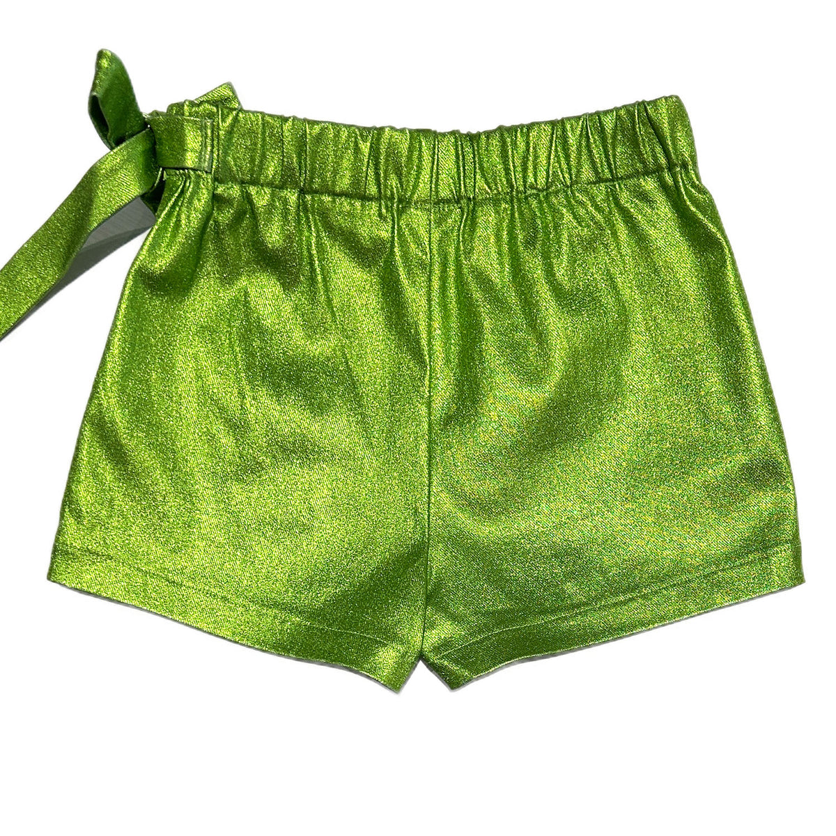 Green Metallic Tie Skort