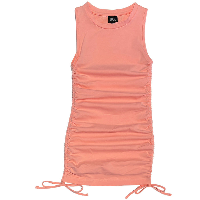 Orange Ruched Tank Dress