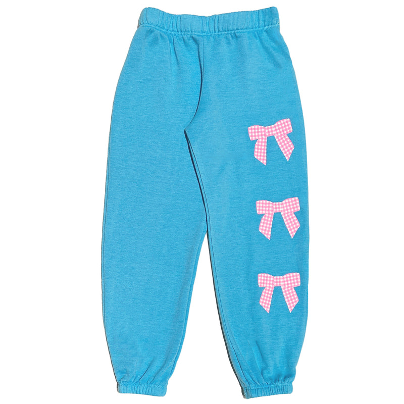 Aqua Checkered Bow Sweats