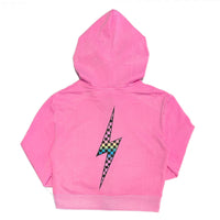 Pink Checkered Bolt Zip Hoodie