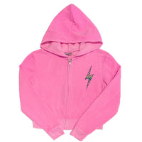 Pink Checkered Bolt Zip Hoodie