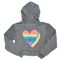 Grey Rainbow Heart Zip Hoodie