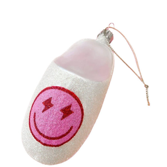 Pink Smiley Slipper Ornament