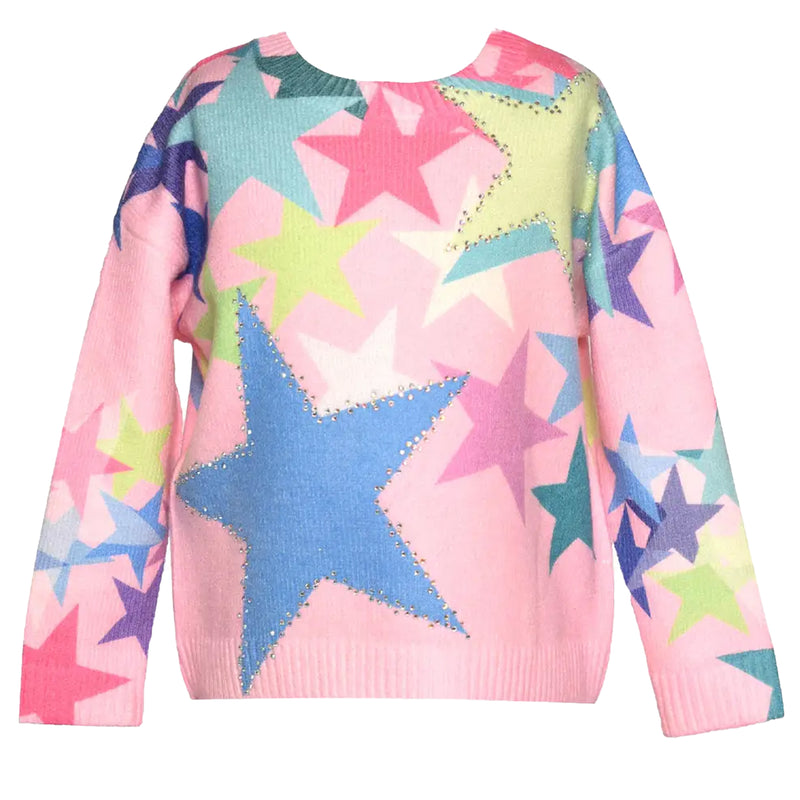 Pink Rhinestone Star Sweater