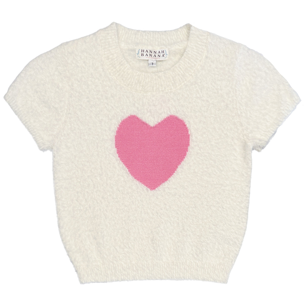 Cream Fuzzy Heart Sweater