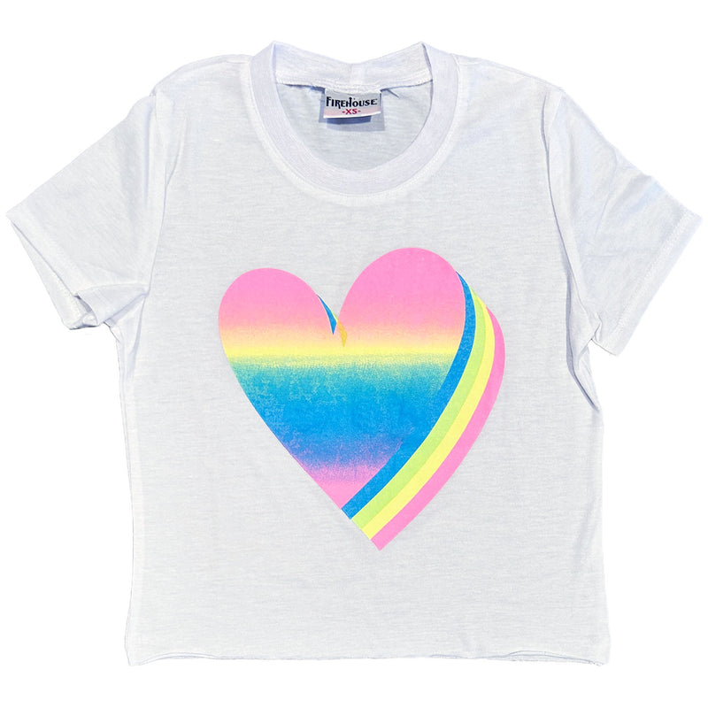 White Rainbow Heart Tee